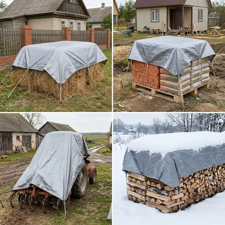 Тент у різних задачах — сіно, будматеріали, техніка, дрова